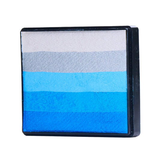 Image of a Rainbow Face Paint Cake featuring a palette of bright colors arranged in stripes. Designed for easy application, this face paint allows artists to create bold, blended, multi-color designs with a single swipe. Ideal for a variety of themes and festive occasions.
