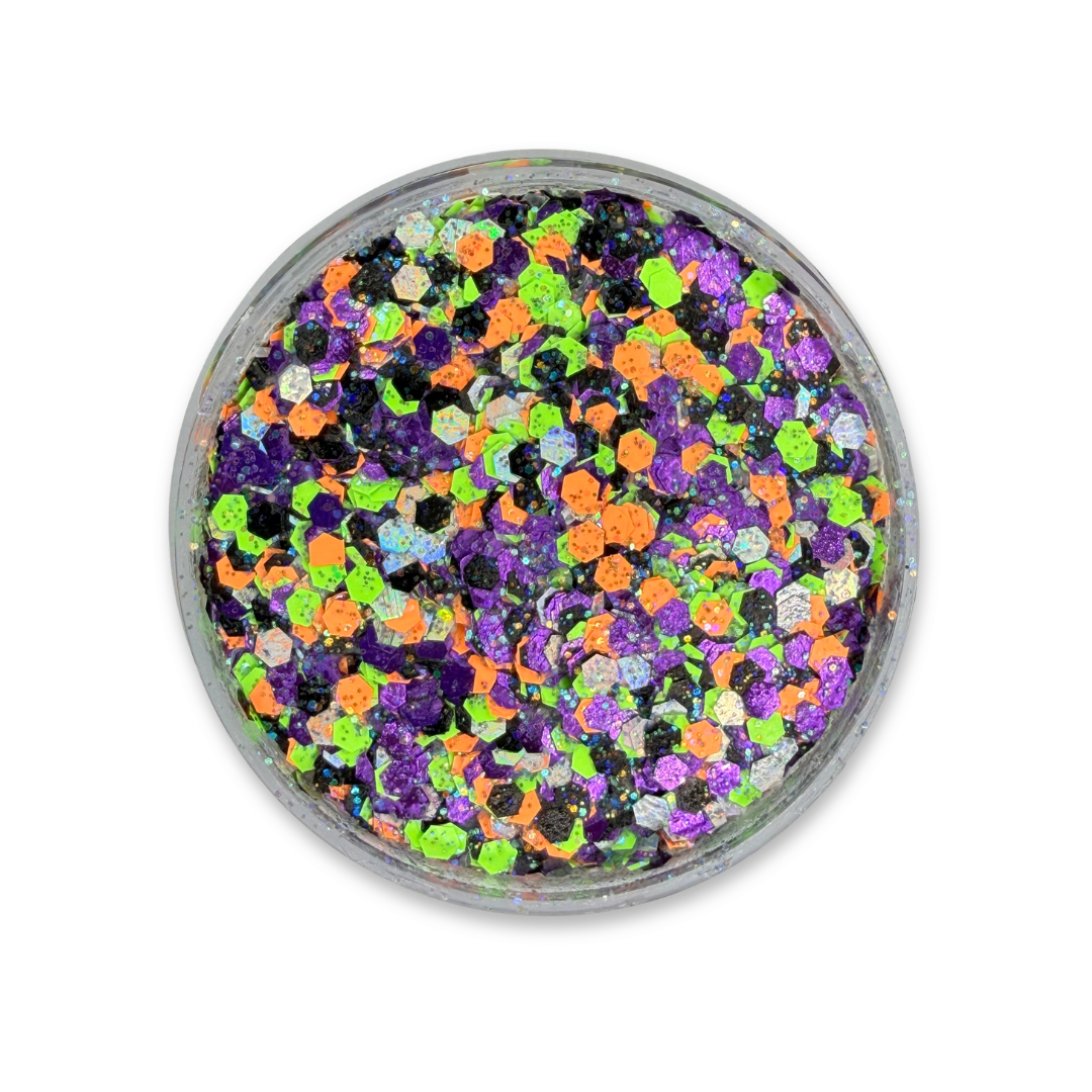 Hallo-Winning Studio Sparkle Glitter Cream 25g jar showing the product label and colorful Halloween glitter mix.