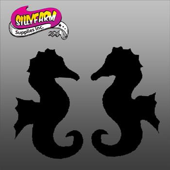 Under the Sea 5 Twin Seahorse Glitter Tattoo Stencil 5 Pack - Silly Farm Supplies