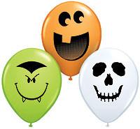 5" Halloween Face Assortment Qualatex Balloons 100 pk - Silly Farm Supplies