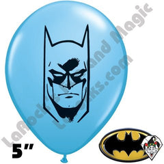 5" Round Batman Onyx BLUE Printed Qualatex Balloons 100 pk - Silly Farm Supplies