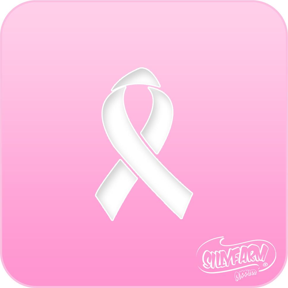 Pink Power stencil featuring a classic awareness ribbon symbol, cut from hot pink Mylar.