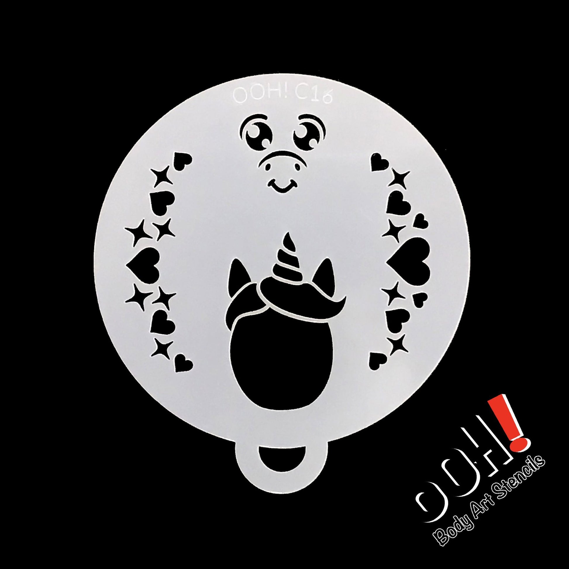 Baby Unicorn Flips Face Paint Stencil by Ooh! Body Art (C16) - Silly Farm Supplies