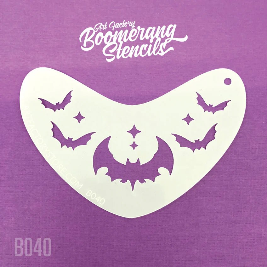 Bat Crown Boomerang Stencil by the Art factory - Silly Farm Supplies