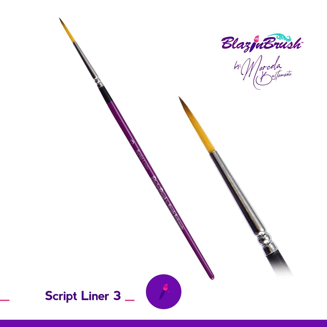 Blazing Brush Script Liner 3 Brush by Marcela Bustamante - Silly Farm Supplies