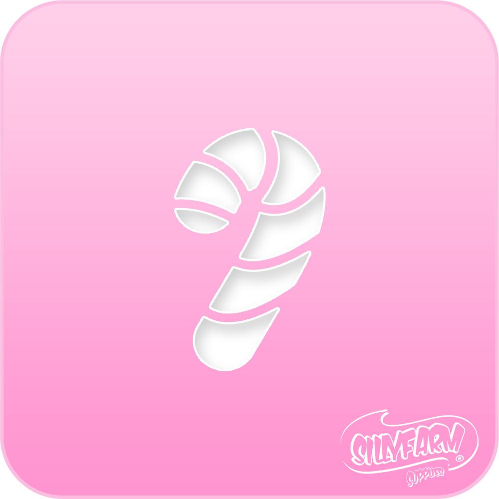 Pink Power stencil featuring a classic striped candy cane, cut from hot pink Mylar.