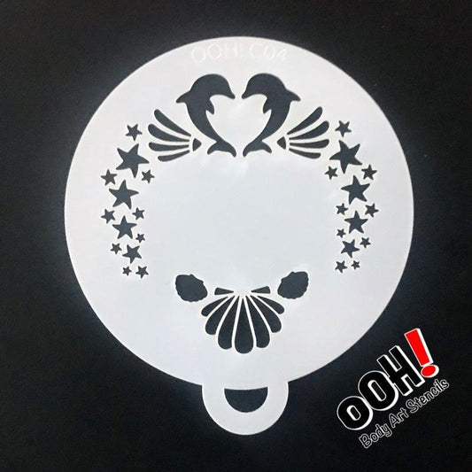 Dolphin Flips Face Paint Stencil by Ooh! Body Art (C04) - Silly Farm Supplies