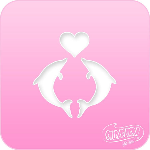 Dolphin Heart Pink Power Stencil