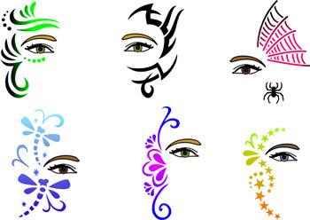 Halloween Face Paint Stencils - Set of 6 Face Paint Stencils