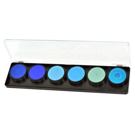 FAB 6-color face paint palette with smooth, creamy, water-based paint ideal for detailed designs. Dries quickly to prevent cracks and smears. Comes with a clear cover for protection