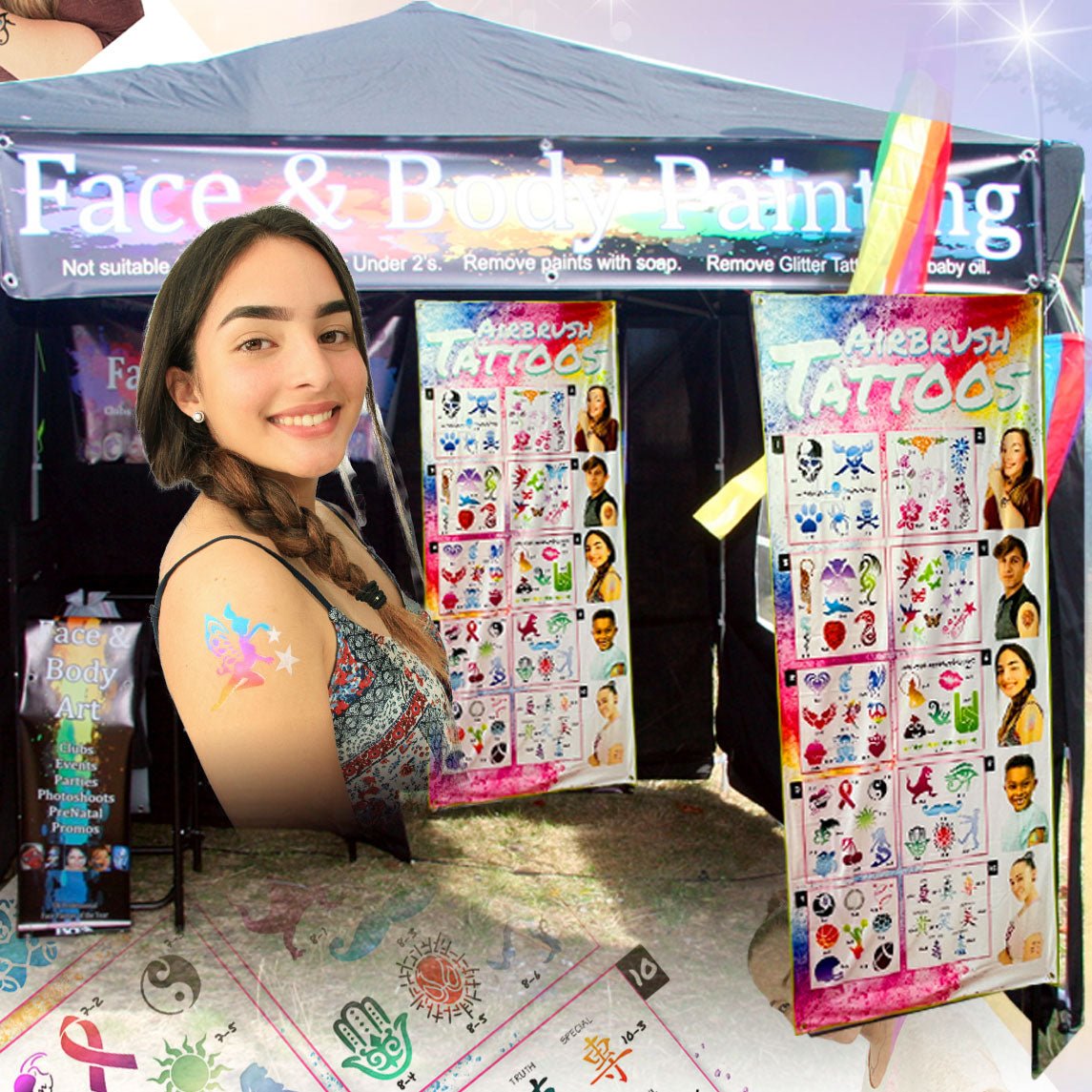 FABRIC AIRBRUSH BANNER (Grommets) AND STENCILS SET - Silly Farm Supplies
