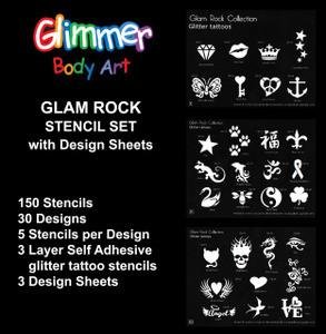 Glam Rock Stencil Collection with Design Sheets