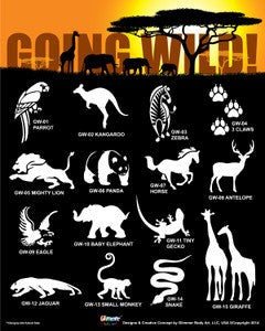 Glimmer Body Art Going Wild Glitter Tattoo Stencil & Poster Set - Silly Farm Supplies