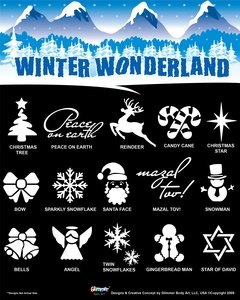 Glimmer Body Art Winter Wonderland Glitter Tattoo Stencil & Poster Set