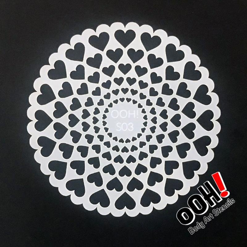 Heart Sphere Airbrush & Face Paint Stencil by Ooh! Body Art (S03) - Silly Farm Supplies