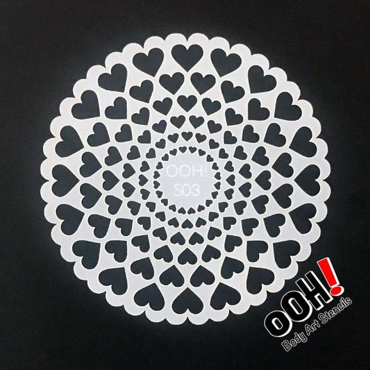 Heart Sphere Airbrush & Face Paint Stencil by Ooh! Body Art (S03) - Silly Farm Supplies