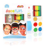 Create vibrant characters with Silly Farm's Fun Character Kits! Each kit includes high-quality, long-lasting FAB face paints, a brush, glitter, sponge, and step-by-step instructions. Perfect for Halloween, theater, ComicCon, and more.