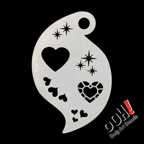 Jewel Heart Storm Face Paint Stencil by Ooh! Body Art (R02