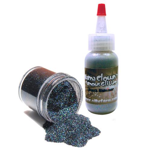 Mama Clown glitter adds sparkle to face and body art, available in a variety of colors. Comes in a 1oz poofer or jar, safe for lips and skin, and can be applied dry or mixed with gel. Choose transparent for a subtle shine or opaque metallic for bold coverage