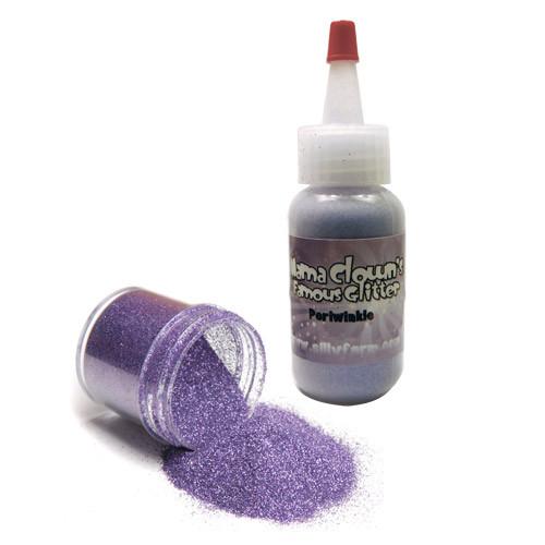 Mama Clown glitter adds sparkle to face and body art, available in a variety of colors. Comes in a 1oz poofer or jar, safe for lips and skin, and can be applied dry or mixed with gel. Choose transparent for a subtle shine or opaque metallic for bold coverage