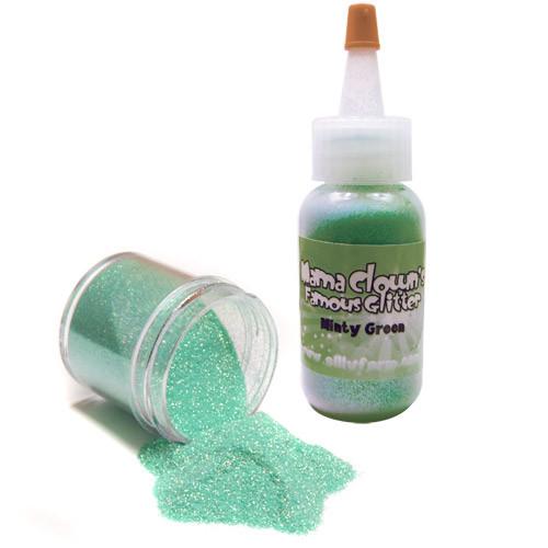 Mama Clown glitter adds sparkle to face and body art, available in a variety of colors. Comes in a 1oz poofer or jar, safe for lips and skin, and can be applied dry or mixed with gel. Choose transparent for a subtle shine or opaque metallic for bold coverage