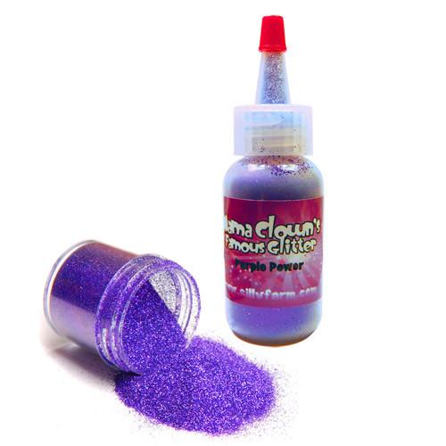 Mama Clown glitter adds sparkle to face and body art, available in a variety of colors. Comes in a 1oz poofer or jar, safe for lips and skin, and can be applied dry or mixed with gel. Choose transparent for a subtle shine or opaque metallic for bold coverage