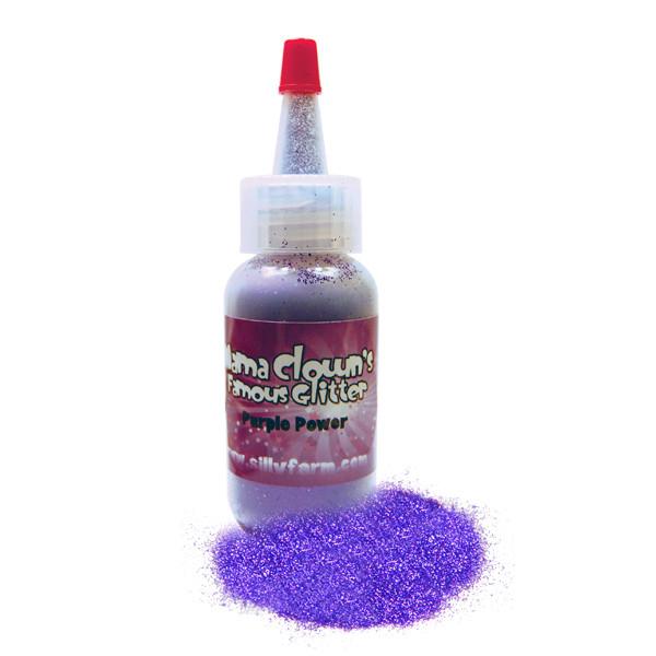 Mama Clown glitter adds sparkle to face and body art, available in a variety of colors. Comes in a 1oz poofer or jar, safe for lips and skin, and can be applied dry or mixed with gel. Choose transparent for a subtle shine or opaque metallic for bold coverage