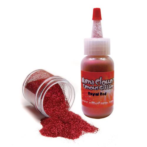 Mama Clown glitter adds sparkle to face and body art, available in a variety of colors. Comes in a 1oz poofer or jar, safe for lips and skin, and can be applied dry or mixed with gel. Choose transparent for a subtle shine or opaque metallic for bold coverage
