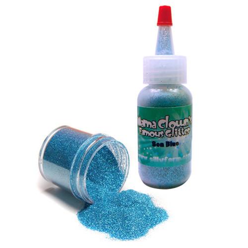 Mama Clown glitter adds sparkle to face and body art, available in a variety of colors. Comes in a 1oz poofer or jar, safe for lips and skin, and can be applied dry or mixed with gel. Choose transparent for a subtle shine or opaque metallic for bold coverage