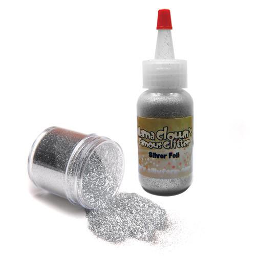 Mama Clown glitter adds sparkle to face and body art, available in a variety of colors. Comes in a 1oz poofer or jar, safe for lips and skin, and can be applied dry or mixed with gel. Choose transparent for a subtle shine or opaque metallic for bold coverage