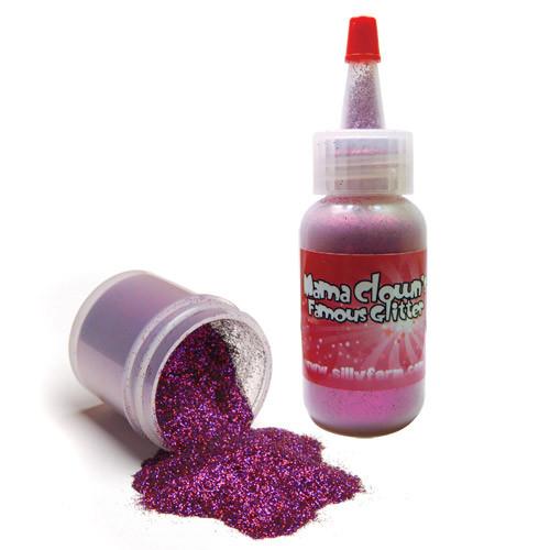 Mama Clown glitter adds sparkle to face and body art, available in a variety of colors. Comes in a 1oz poofer or jar, safe for lips and skin, and can be applied dry or mixed with gel. Choose transparent for a subtle shine or opaque metallic for bold coverage