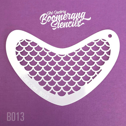Mermaid Scale B013 Stencil Boomerang Stencil by the Art factory - Silly Farm Supplies