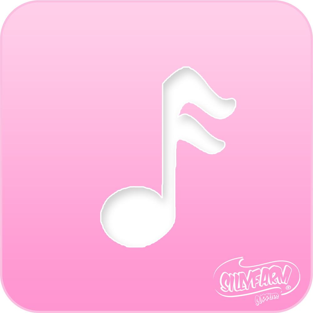 Pink Power stencil featuring a single musical note design, cut from hot pink Mylar.