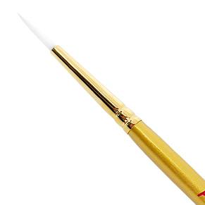 Paint Pal LUXE Swirl #3 face painting brush with gold handle and fine pointed synthetic bristles for detailed line work and precision face painting.