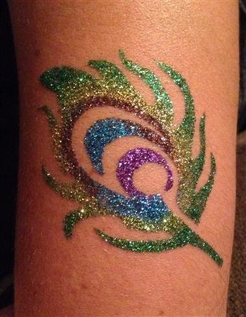 Peacock Feather Glitter Tattoo Y-Body Stencil 5 pack - Silly Farm Supplies