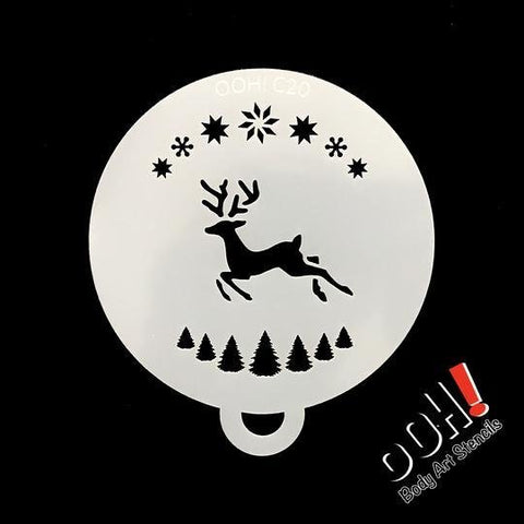 Reindeer Flips Face Paint Stencil by Ooh! Body Art (C20)