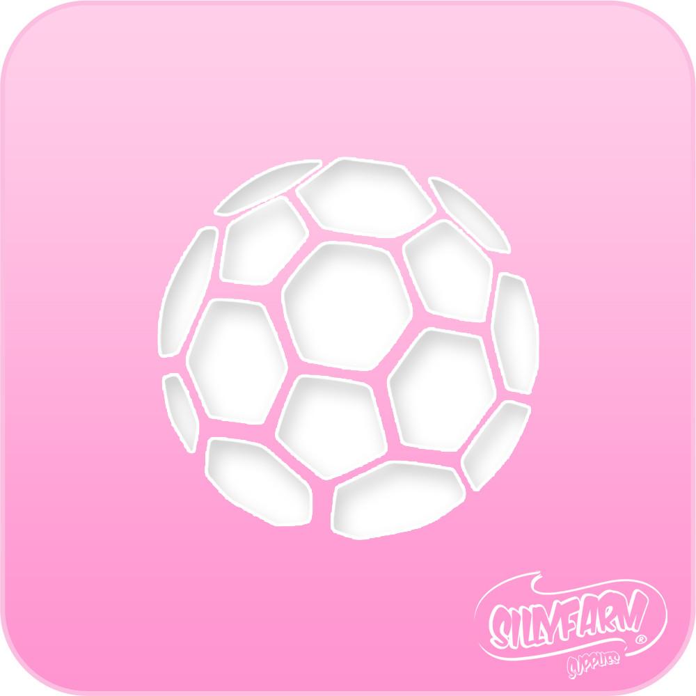 Pink Power stencil featuring a classic soccer ball pattern with pentagon and hexagon shapes, cut from hot pink Mylar.
