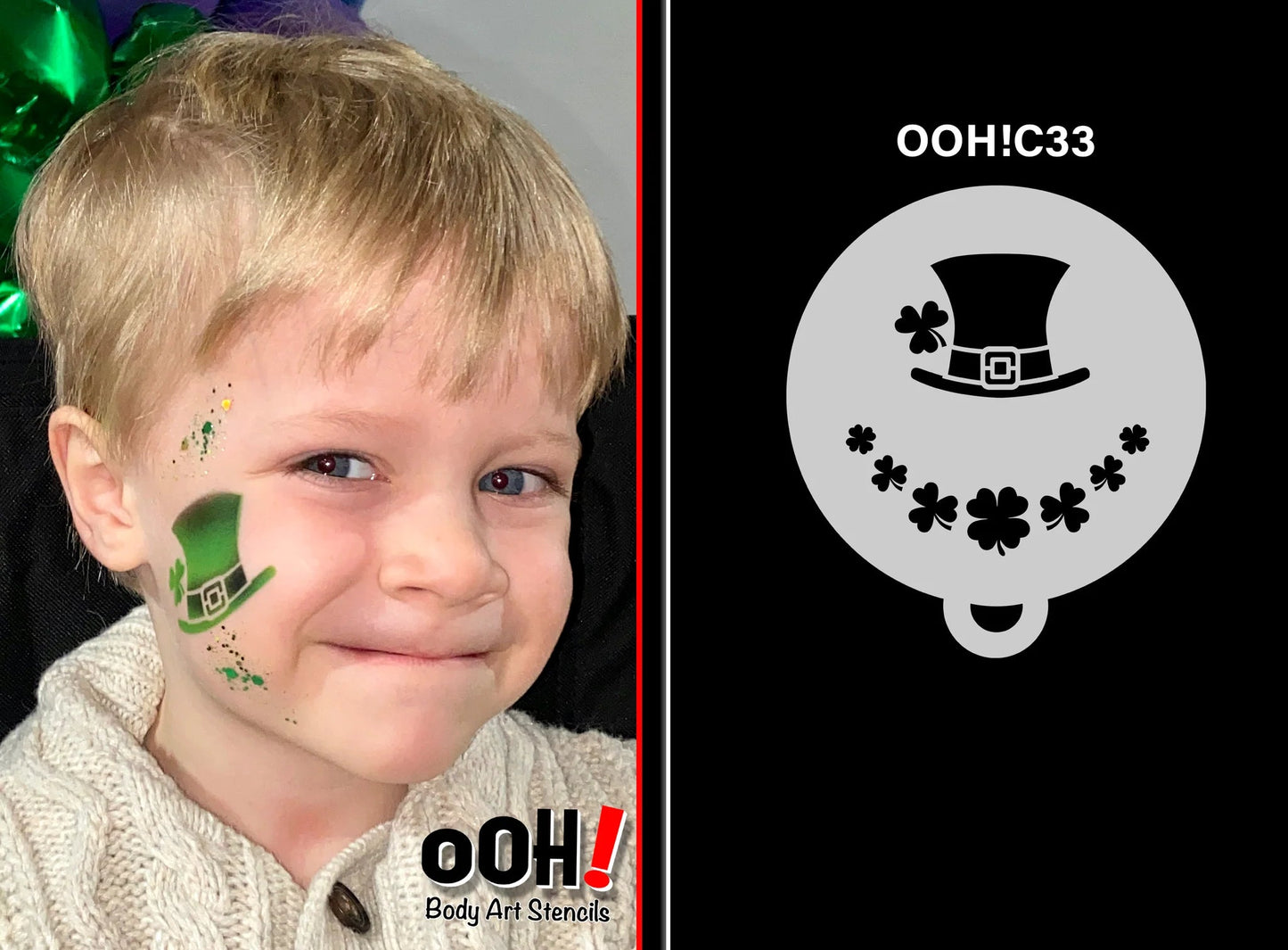 St. Patrick's Day Flip Face Paint Stencil by Ooh! Body Art (C33) - Silly Farm Supplies