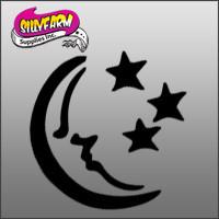Stars and Moon 3 Glitter Tattoo Stencil 10 Pack - Silly Farm Supplies