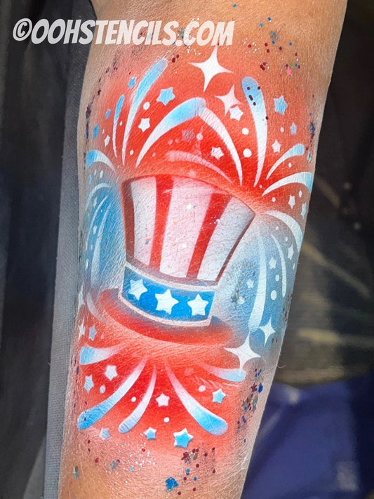 Uncle Sam Top Hat Stencil by Ooh! Body Art (T41) - Silly Farm Supplies