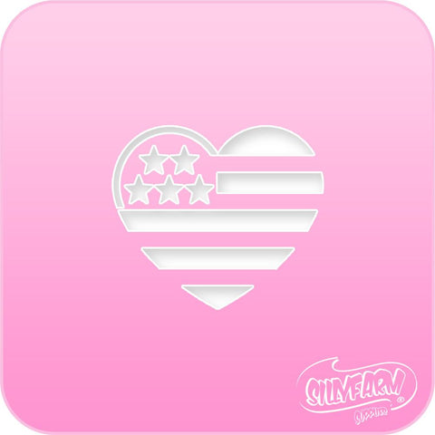 USA Heart Flag 1 Pink Power Stencil