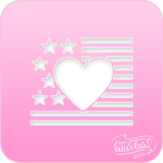 USA Heart Flag 2 Pink Power Stencil - Silly Farm Supplies