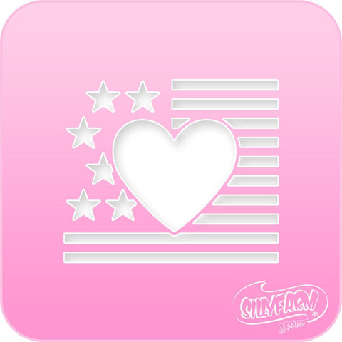USA Heart Flag 2 Pink Power Stencil
