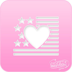 USA Heart Flag 2 Pink Power Stencil - Silly Farm Supplies