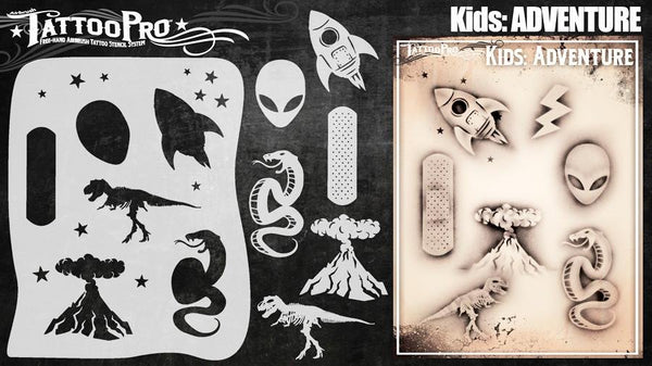 Wiser's Adventure Airbrush Tattoo Pro Stencil- Kids Series