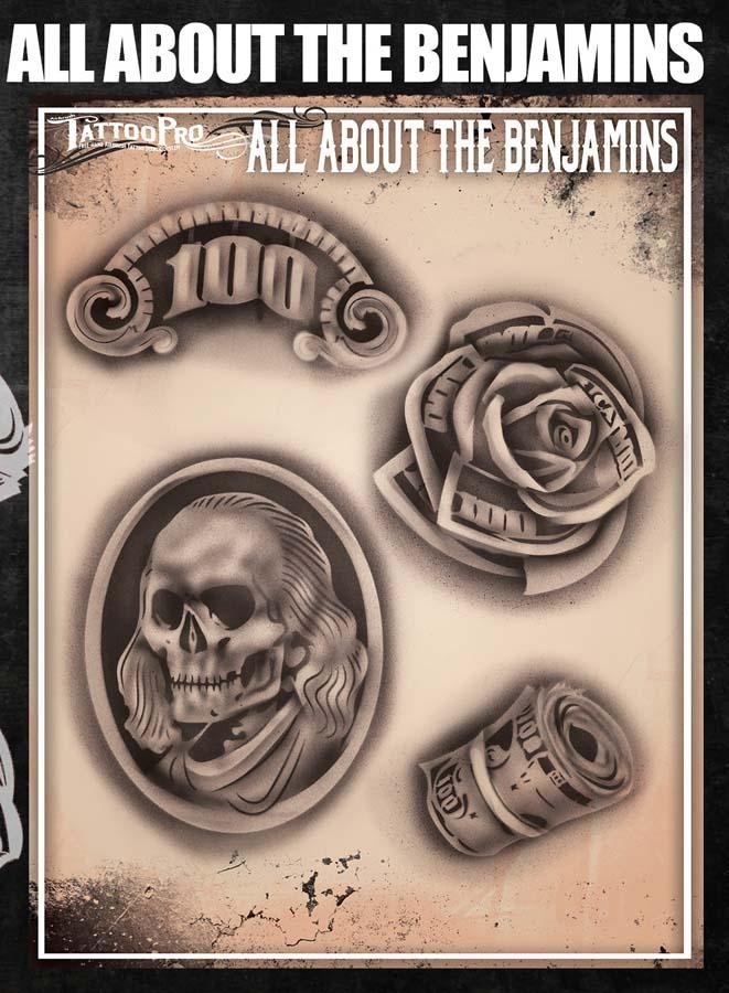 Wiser's All About The Benjamins Airbrush Tattoo Pro Stencil Series 6 - Silly Farm Supplies
