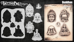Wiser's Buddhas Airbrush Tattoo Pro Stencil Series 5 - Silly Farm Supplies