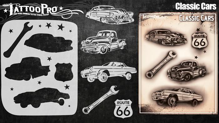 Wiser's Classic Cars Airbrush Tattoo Pro Stencil Series 4 - Silly Farm Supplies