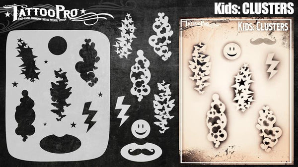 Wiser's Clusters Airbrush Tattoo Pro Stencil- Kids Series