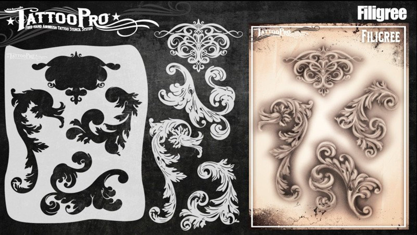 Wiser's Filigree and Flair Airbrush Tattoo Pro Stencil Series 5 - Silly Farm Supplies
